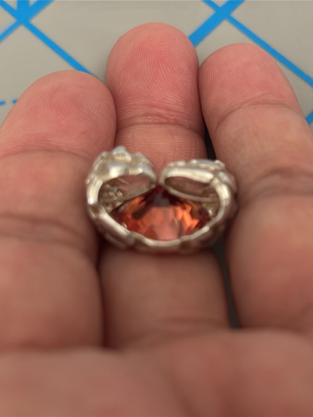 Orange Sapphire Sterling Silver Pendant ( Pendant only ) - Picture 6 of 8
